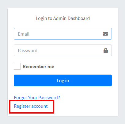 Register admin account